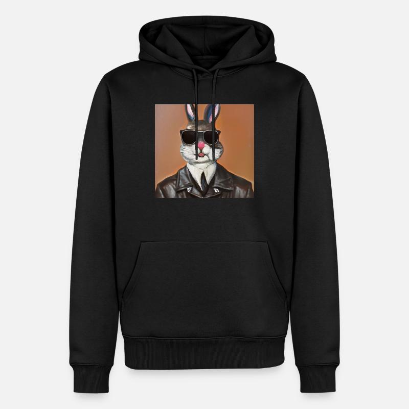 Coniglio mafioso - Felpa con cappuccio ecologica premium da uomo - nero