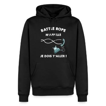 Sport humour corde - Sweat à capuche Premium bio Homme - noir - Devant - Nico (187cm)