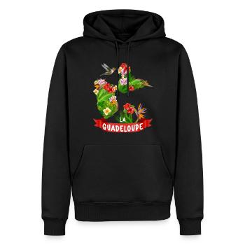 Guadeloupe Magnifique île Fleurs Des Tropiques - Sweat à capuche Premium bio Homme - noir - Devant - Nico (187cm)