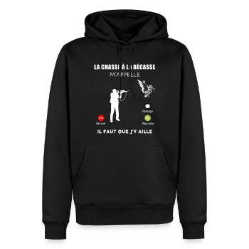 La bécasse en ligne humour chasse à la bécasse - Sweat à capuche Premium bio Homme - noir - Devant - Nico (187cm)