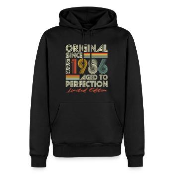 Août 1986 Vintage Rétro Anniversaire - Sweat à capuche Premium bio Homme - noir - Devant - Nico (187cm)