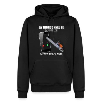 La Tronçonneuse M'Appelle Cadeau Homme - Sweat à capuche Premium bio Homme - noir - Devant - Nico (187cm)