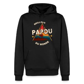 Meilleur Papou du monde - Sweat à capuche Premium bio Homme - noir - Devant - Nico (187cm)