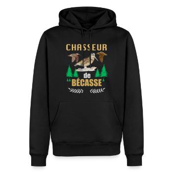 Bécasse Belle Des Bois Cadeau Homme Chasseur - Sweat à capuche Premium bio Homme - noir - Devant - Nico (187cm)