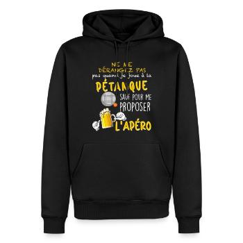 Pétanque Bouliste Et Apéro Mon Plaisir - Sweat à capuche Premium bio Homme - noir - Devant - Nico (187cm)
