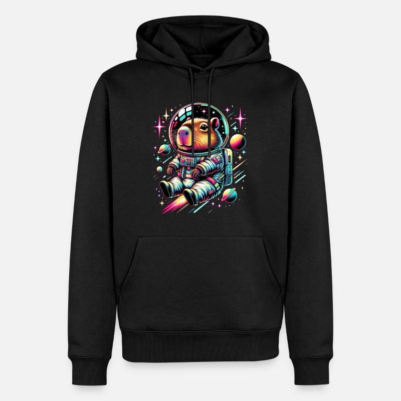 Capybaras Mignon Capybara Astronaute - Sweat à capuche Premium bio Homme - noir