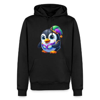 Cute Mardi Gras Penguin Disguise Carnival - Men’s Premium Organic Hoodie - black - Front - Nico (187cm)