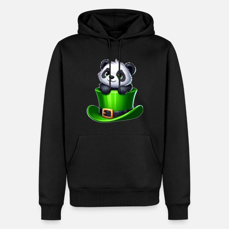 Saint-Patrick Panda Cylindre Trèfle - Sweat à capuche Premium bio Homme - noir