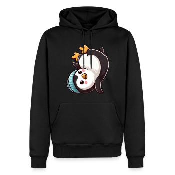 Pinguin Kopfstand Chibi Cartoon Breakdance - Männer Premium Bio Hoodie - Schwarz - Vorne - Nico (187cm)