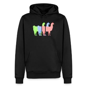Lama alpaga - Sweat à capuche Premium bio Homme - noir - Devant - Nico (187cm)