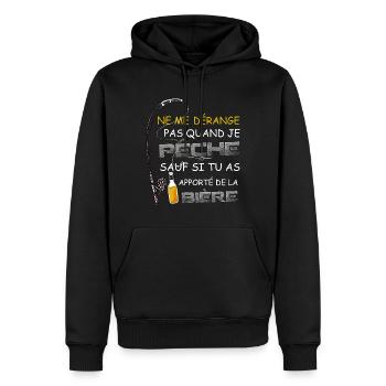 La pêche et ma bière cadeau pour papa ou papy - Sweat à capuche Premium bio Homme - noir - Devant - Nico (187cm)