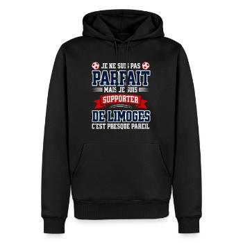Supporter Football Limoges Foot Fier Limougeaud - Sweat à capuche Premium bio Homme - noir - Devant - Nico (187cm)