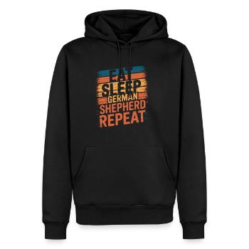 Manger. Dormir. Berger allemand. Répéter. - Sweat à capuche Premium bio Homme - noir - Devant - Nico (187cm)