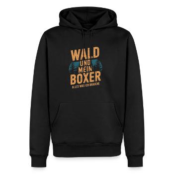 Wald und mein Deutscher Boxer - Männer Premium Bio Hoodie - Schwarz - Vorne - Nico (187cm)