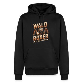 Wald und mein Deutscher Boxer - Männer Premium Bio Hoodie - Schwarz - Vorne - Nico (187cm)
