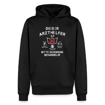 Dieser Arzthelfer ist 30. Schonend behandeln - Männer Premium Bio Hoodie - Schwarz - Vorne - Nico (187cm)