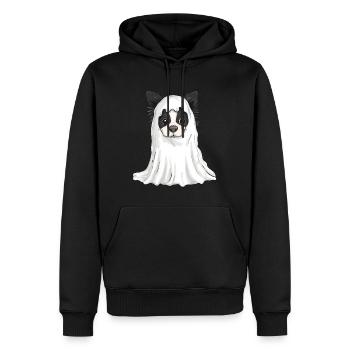 Border Collie Hund Halloween Comic Geist - Männer Premium Bio Hoodie - Schwarz - Vorne - Nico (187cm)