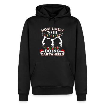 Most Likely To Be Doing Cartwheels Christmas - Men’s Premium Organic Hoodie - black - Front - Nico (187cm)
