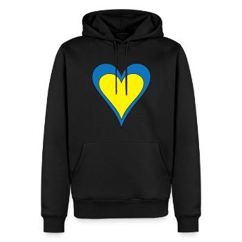 Ukraine flag heart blue yellow black border - Men’s Premium Organic Hoodie - black - Front - Nico (187cm)