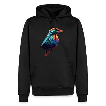 Kingfisher Polygon Bird - Sweat à capuche Premium bio Homme - noir - Devant - Nico (187cm)