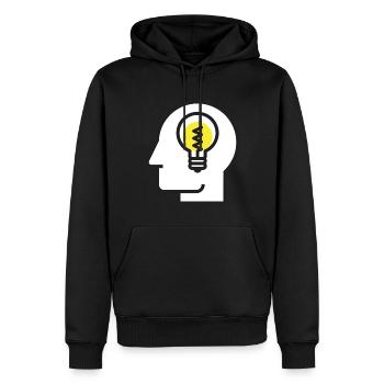 Tête avec ampoule, idées créatives - Sweat à capuche Premium bio Homme - noir - Devant - Nico (187cm)