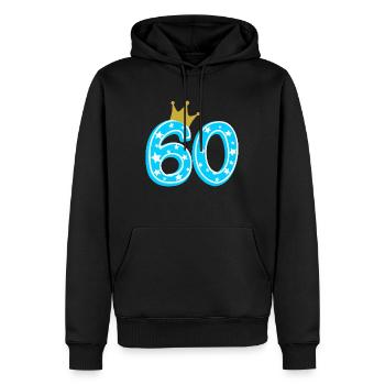 60 Krone 60. Geburtstag 60 Jahre - Männer Premium Bio Hoodie - Schwarz - Vorne - Nico (187cm)