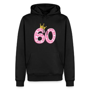 60 Krone 60. Geburtstag 60 Jahre - Männer Premium Bio Hoodie - Schwarz - Vorne - Nico (187cm)
