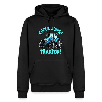 Coole Jungs fahren Traktor Trecker Junge - Männer Premium Bio Hoodie - Schwarz - Vorne - Nico (187cm)