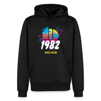 Anniversaire 1982 édition limitée - Sweat à capuche Premium bio Homme - noir - Devant - Nico (187cm)
