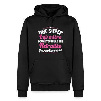 Une super infirmière donne toujours une retraitée - Sweat à capuche Premium bio Homme - noir - Devant - Nico (187cm)