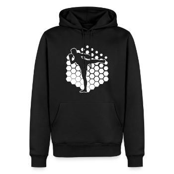 Boxe Thaïlandaise Boxeuse Thaïlandaise Femmes Thaiboxing Thai Box - Sweat à capuche Premium bio Homme - noir - Devant - Nico (187cm)