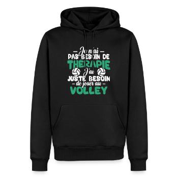J'ai juste besoin de jouer au volley - Sweat à capuche Premium bio Homme - noir - Devant - Nico (187cm)