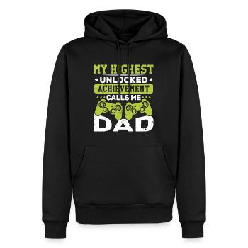 Meine höchste offene Errungenschaft nennt mich Vater - Männer Premium Bio Hoodie - Schwarz - Vorne - Nico (187cm)