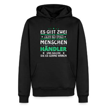 Dealer Gift - Two Types of... Design - Men’s Premium Organic Hoodie - black - Front - Nico (187cm)