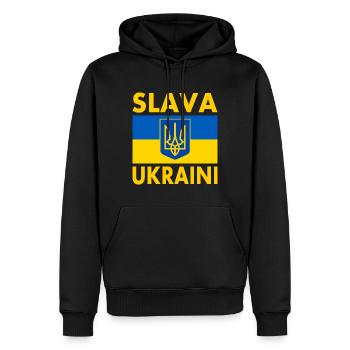 Slava ukraini - Männer Premium Bio Hoodie - Schwarz - Vorne - Nico (187cm)