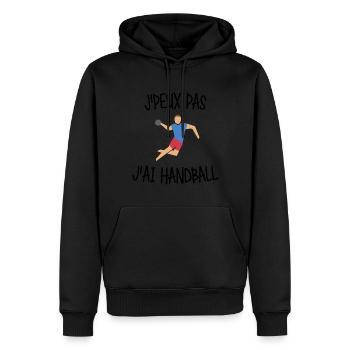 J'peux pas j'ai handball - Sweat à capuche Premium bio Homme - noir - Devant - Nico (187cm)