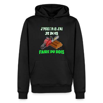 Faire Du Bois Humour Tronçonnesue - Sweat à capuche Premium bio Homme - noir - Devant - Nico (187cm)
