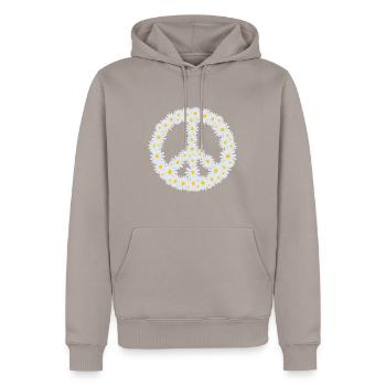 Gänseblümchen-Friedenszeichen - Männer Premium Bio Hoodie - Taupe - Vorne - Nico (187cm)