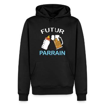 le Meilleur futur Parrain Cadeau Naissance Filleul - Sweat à capuche Premium bio Homme - noir - Devant - Nico (187cm)