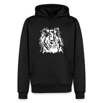 Langhaar Collie Hundeportrait Hunde Hund Wilsigns - Männer Premium Bio Hoodie - Schwarz - Vorne - Nico (187cm)