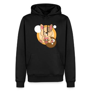 Thé pour chien et bubble tea - Sweat à capuche Premium bio Homme - noir - Devant - Nico (187cm)