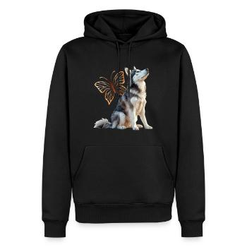 Rauque - Sweat à capuche Premium bio Homme - noir - Devant - Nico (187cm)