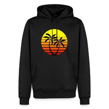 Retro Vaporwave Sonnenuntergang Palmen 80er Jahre - Männer Premium Bio Hoodie - Schwarz - Vorne - Nico (187cm)