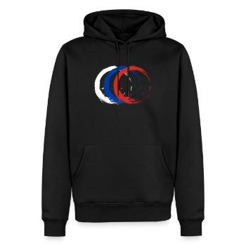 Cercle brosse drapeau russie drapeau couleurs vecteur - Sweat à capuche Premium bio Homme - noir - Devant - Nico (187cm)