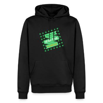 St. Patrick's Day Banner Happiness Clover Leaves Green - Men’s Premium Organic Hoodie - black - Front - Nico (187cm)