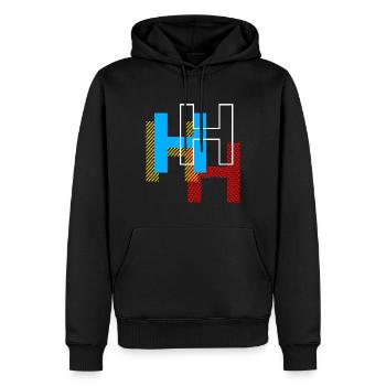H Buchstabe - Männer Premium Bio Hoodie - Schwarz - Vorne - Nico (187cm)