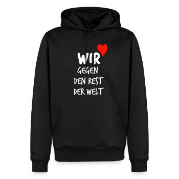 Wir gegen den Rest der Welt - Männer Premium Bio Hoodie - Schwarz - Vorne - Nico (187cm)