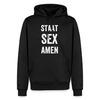 Staat - Sex - Amen -Staatsexamen - Männer Premium Bio Hoodie - Schwarz - Vorne - Nico (187cm)