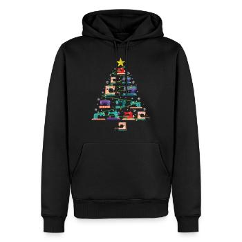 Cadeau de quilter d'arbre de Noël de machine à coudre de Noël - Sweat à capuche Premium bio Homme - noir - Devant - Nico (187cm)