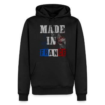 made in france - Sweat à capuche Premium bio Homme - noir - Devant - Nico (187cm)